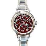 Ethnic Reminiscences Print Design Round Italian Charm Watch Front