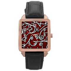 Ethnic Reminiscences Print Design Rose Gold Leather Watch  by dflcprintsclothing