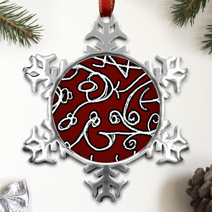 Ethnic Reminiscences Print Design Metal Small Snowflake Ornament