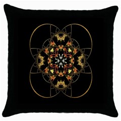 Fractal Stained Glass Ornate Throw Pillow Case (black) by Sarkoni