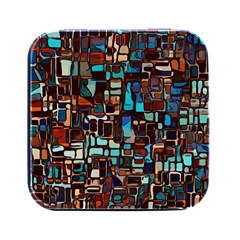 Stained Glass Mosaic Abstract Square Metal Box (black) by Sarkoni