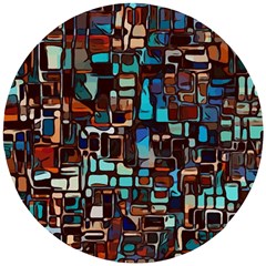 Stained Glass Mosaic Abstract Wooden Puzzle Round by Sarkoni