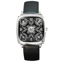 Mandala Calming Coloring Page Square Metal Watch by Sarkoni