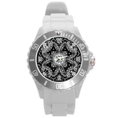 Mandala Calming Coloring Page Round Plastic Sport Watch (l) by Sarkoni