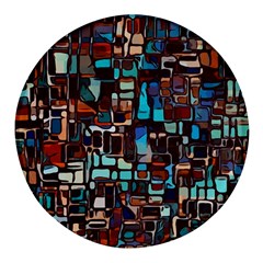 Stained Glass Mosaic Abstract Round Glass Fridge Magnet (4 Pack) by Sarkoni