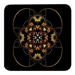 Fractal Stained Glass Ornate Square Glass Fridge Magnet (4 Pack) by Sarkoni