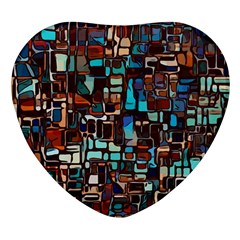 Stained Glass Mosaic Abstract Heart Glass Fridge Magnet (4 Pack) by Sarkoni