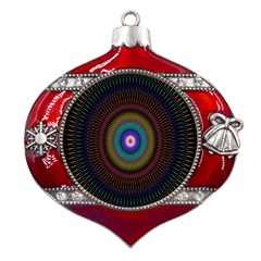 Artskop Kaleidoscope Pattern Metal Snowflake And Bell Red Ornament