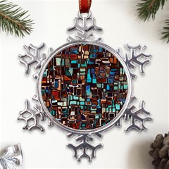 Stained Glass Mosaic Abstract Metal Large Snowflake Ornament by Sarkoni