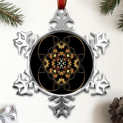 Fractal Stained Glass Ornate Metal Small Snowflake Ornament by Sarkoni