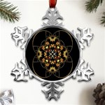 Fractal Stained Glass Ornate Metal Small Snowflake Ornament Front