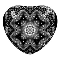 Mandala Calming Coloring Page Heart Glass Fridge Magnet (4 pack)