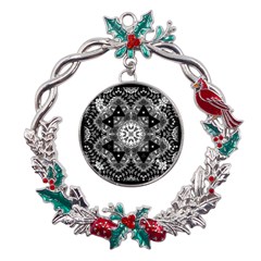 Mandala Calming Coloring Page Metal X mas Wreath Holly Leaf Ornament by Sarkoni