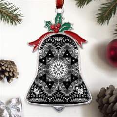 Mandala Calming Coloring Page Metal Holly Leaf Bell Ornament