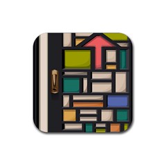 Door Stained Glass Stained Glass Rubber Coaster (square) by Sarkoni