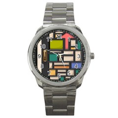 Door Stained Glass Stained Glass Sport Metal Watch by Sarkoni