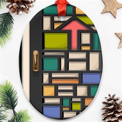 Door Stained Glass Stained Glass Oval Ornament (two Sides) by Sarkoni