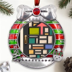 Door Stained Glass Stained Glass Metal X mas Ribbon With Red Crystal Round Ornament by Sarkoni