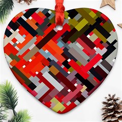 Maze Mazes Fabric Fabrics Color Heart Ornament (two Sides) by Sarkoni