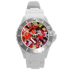 Maze Mazes Fabric Fabrics Color Round Plastic Sport Watch (l) by Sarkoni