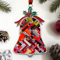 Maze Mazes Fabric Fabrics Color Metal Holly Leaf Bell Ornament by Sarkoni