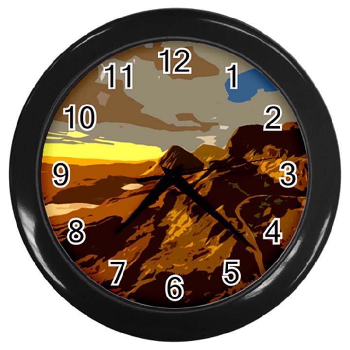 Scotland Monti Mountains Mountain Wall Clock (Black)