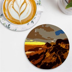 Scotland Monti Mountains Mountain Uv Print Round Tile Coaster by Sarkoni