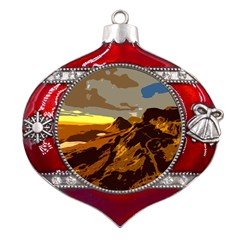 Scotland Monti Mountains Mountain Metal Snowflake And Bell Red Ornament by Sarkoni