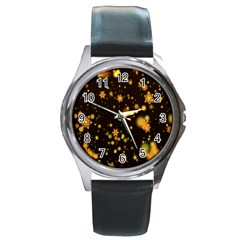 Background Black Blur Colorful Round Metal Watch