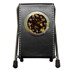 Background Black Blur Colorful Pen Holder Desk Clock