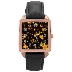 Background Black Blur Colorful Rose Gold Leather Watch 