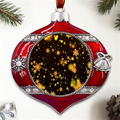 Background Black Blur Colorful Metal Snowflake And Bell Red Ornament