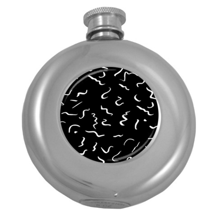 Scribbles Lines Drawing Picture Round Hip Flask (5 oz)