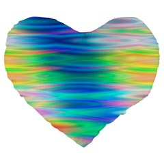 Wave Rainbow Bright Texture Large 19  Premium Heart Shape Cushions by Sarkoni