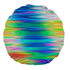 Wave Rainbow Bright Texture Large 18  Premium Flano Round Cushions by Sarkoni