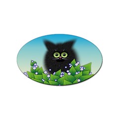 Kitten Black Furry Illustration Sticker Oval (10 Pack) by Sarkoni