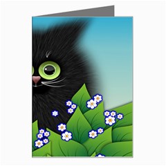 Kitten Black Furry Illustration Greeting Card by Sarkoni