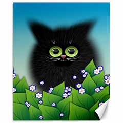 Kitten Black Furry Illustration Canvas 16  X 20  by Sarkoni