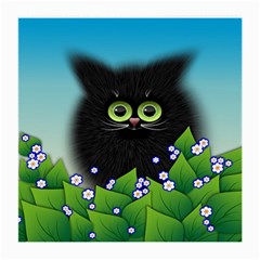 Kitten Black Furry Illustration Medium Glasses Cloth by Sarkoni