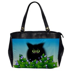 Kitten Black Furry Illustration Oversize Office Handbag by Sarkoni