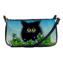 Kitten Black Furry Illustration Shoulder Clutch Bag by Sarkoni