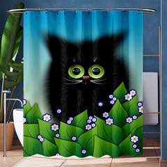 Kitten Black Furry Illustration Shower Curtain 60  X 72  (medium)  by Sarkoni