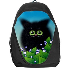 Kitten Black Furry Illustration Backpack Bag by Sarkoni