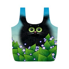 Kitten Black Furry Illustration Full Print Recycle Bag (m) by Sarkoni