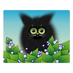 Kitten Black Furry Illustration Two Sides Premium Plush Fleece Blanket (large) by Sarkoni