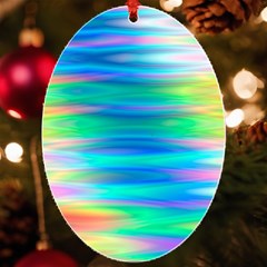 Wave Rainbow Bright Texture Uv Print Acrylic Ornament Oval by Sarkoni