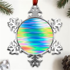 Wave Rainbow Bright Texture Metal Small Snowflake Ornament by Sarkoni