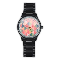 Background Geometric Triangle Stainless Steel Round Watch by Sarkoni