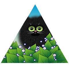 Kitten Black Furry Illustration Wooden Puzzle Triangle by Sarkoni