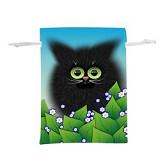 Kitten Black Furry Illustration Lightweight Drawstring Pouch (l) by Sarkoni